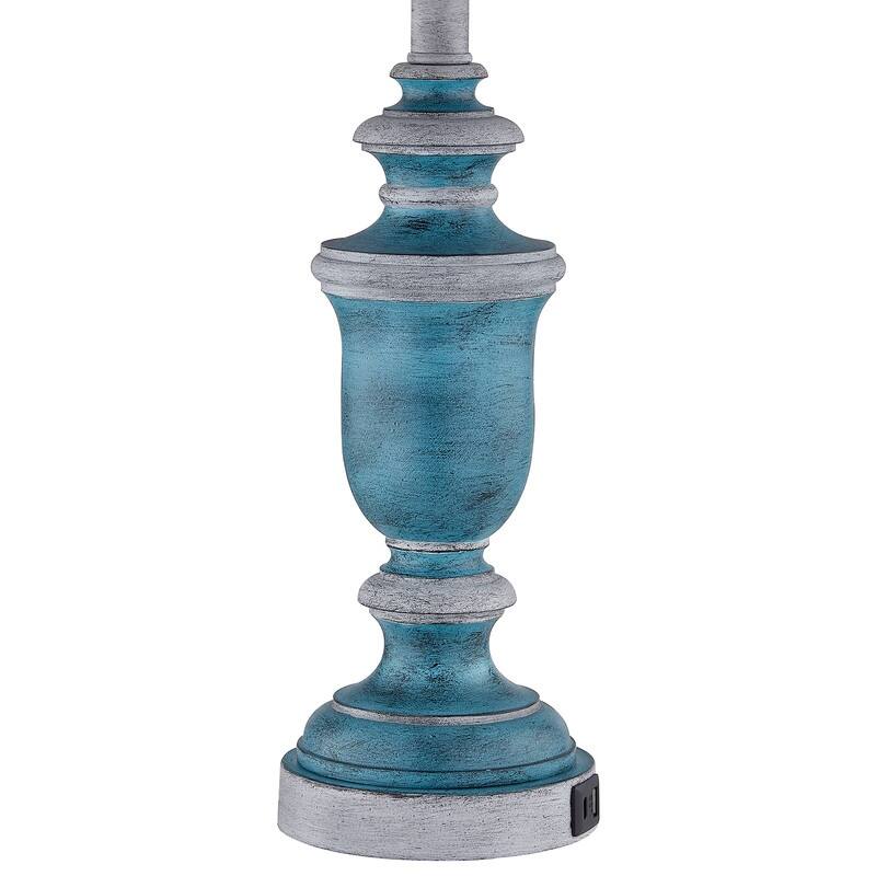 KAWOTI 24" Farmhouse Table Lamp Set with USB Ports(Set of 2) - W12" x H24.75"