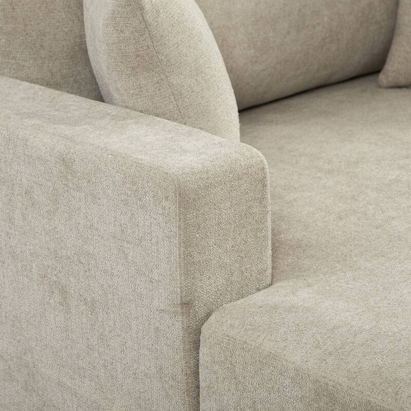 56.3"W Modern Chenille linen Loveseat Sofa,Sofa Bed with Pillows&Metal Legs