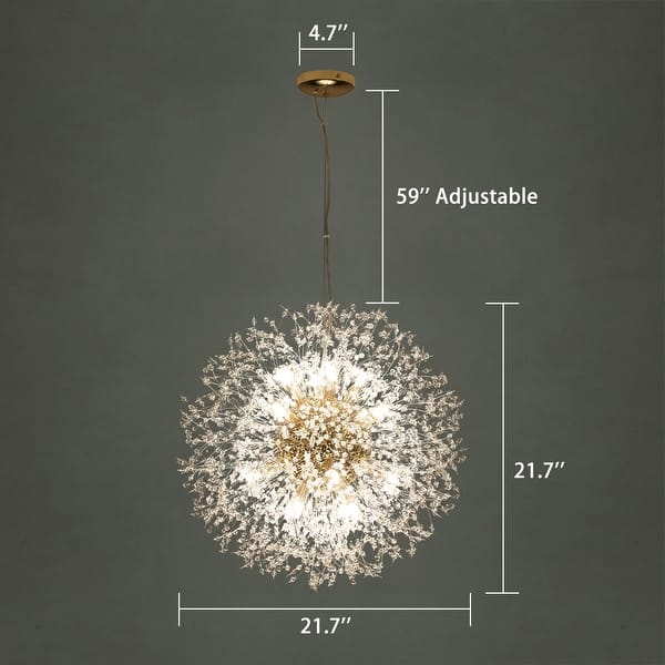 dimension image slide 3 of 5, 8/9/12/16-Light Modern Linear Sputnik Firework Dandelion Crystal Chandelier