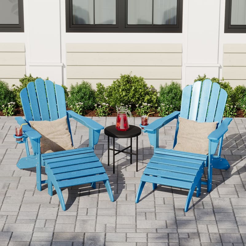 Aderson Outdoor Poly Adirondack Chair with Ottoman 4-Piece Set
