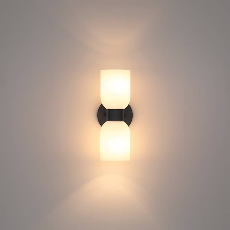 Shuman 2-light Mid-century Modern White Gold Wall Sconce with UL