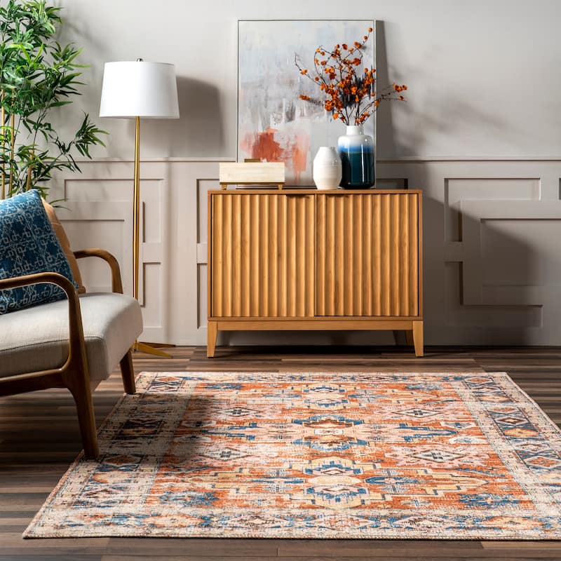 Nuloom Annica SpinClean Multi Medallion Machine Washable Area Rug