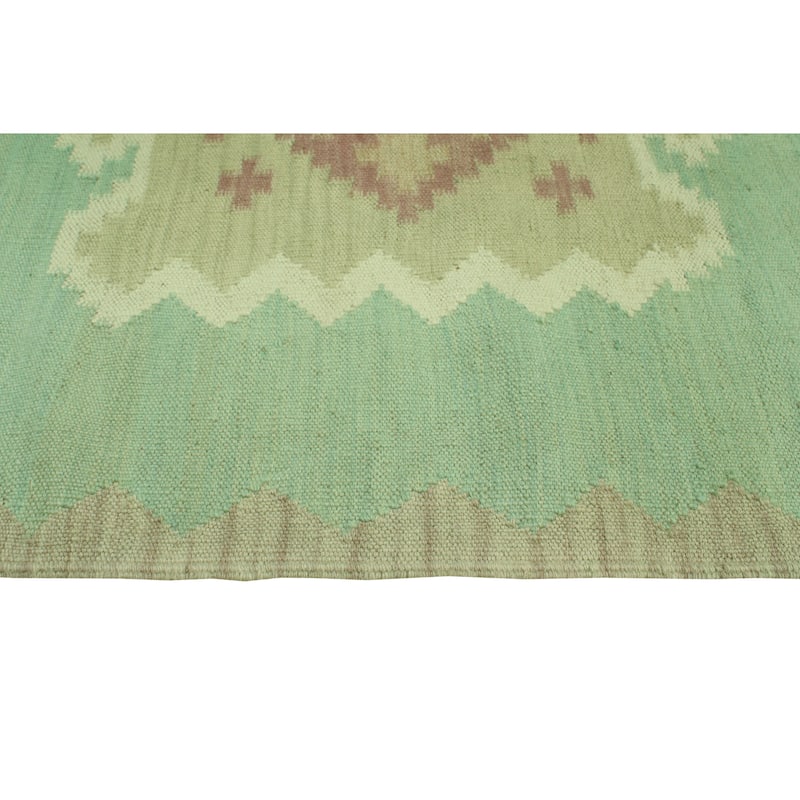 Sun Faded Flatweave Folade Rust/Lt. Green Runner - 2'10" x 9'7"