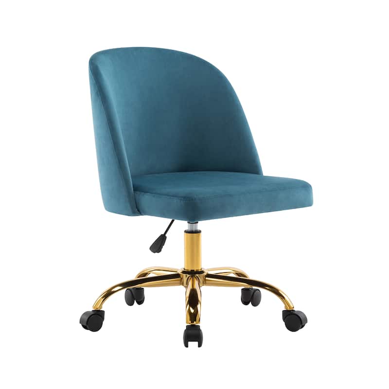 Porthos Home Louie Armless Velvet Desk Chairs - Blue