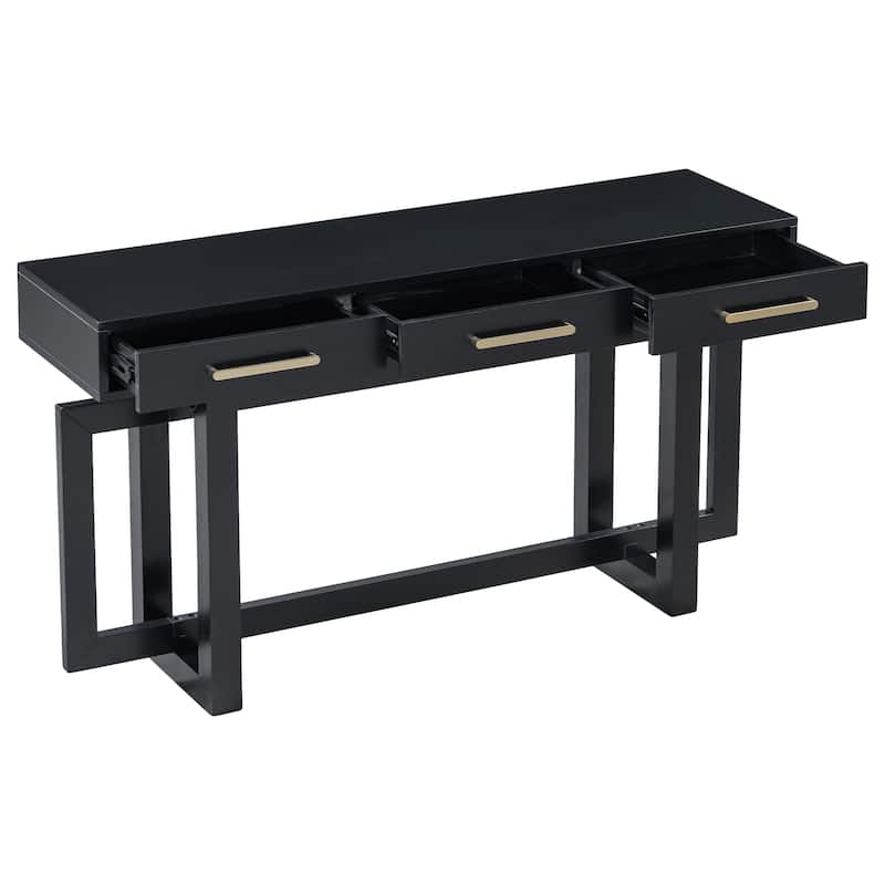 Wooden Console Table Hallway Tables with 3 Drawers and Unique Table Legs, Long Entryway Table with Iron Handle for Hallway