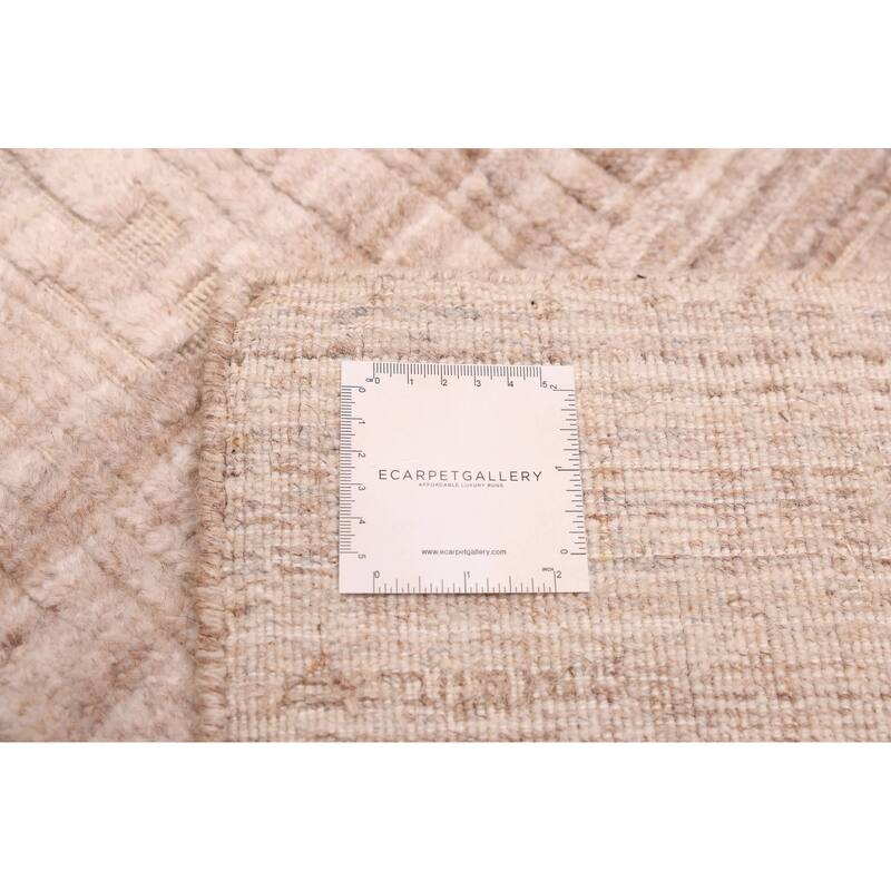 ECARPETGALLERY Hand Loomed Elysian Beige Wool Rug - 8'0 x 9'10