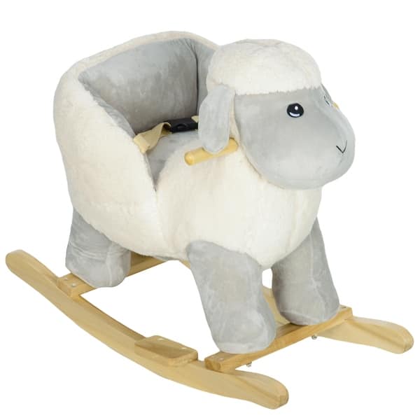 slide 2 of 10, Baby Rocking Horse Sheep, Plush Lamb Rocker, Rocking Animal with Seat Belt, Sounds & Pedals for Kids 1-3 Years, Gray Gray