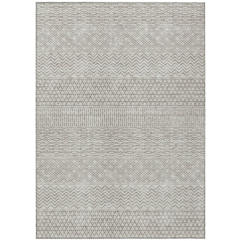 Machine Washable Indoor/ Outdoor Modern Stripes Chantille Rug