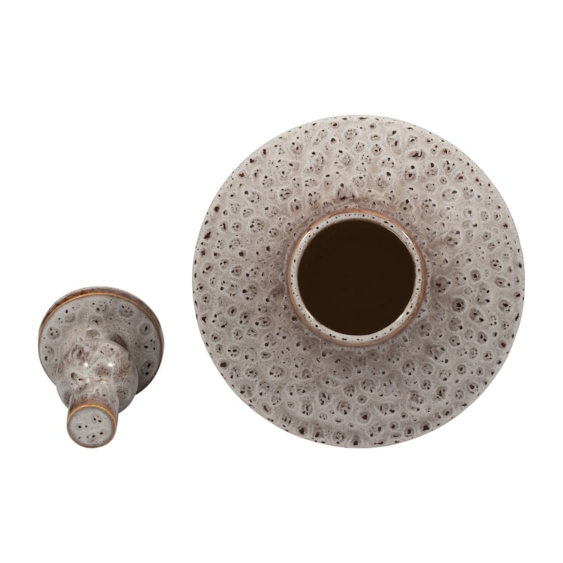 Sagebrook Home Exquisite Stoneware Truman Large Lidded Jar - Elegant Vase for Modern Home Decor