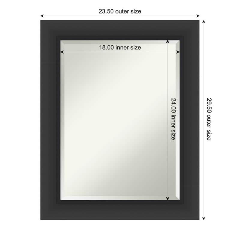 Sloped Beveled Framed Wall Mirror - 24 x 30 in - Sloped Black