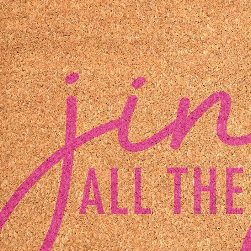 HomeRoots 24" X 36" Brown And Pink Christmas Outdoor Coir Door Mat - 24.00' X '36.00