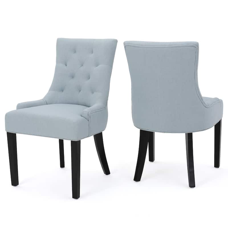 Tufted Dining Chairs Set of 2, Upholstered Fabric Dining Room Chairs Kitchen Chairs with Wood Legs and Padded Seat