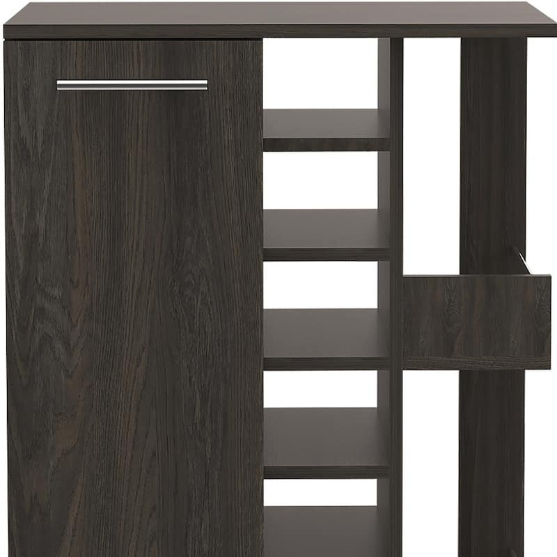 HomeRoots Espresso Rolling Bar Cart With Wine Storage - 23.70 in. x 32.40 in. x 14.80 in.