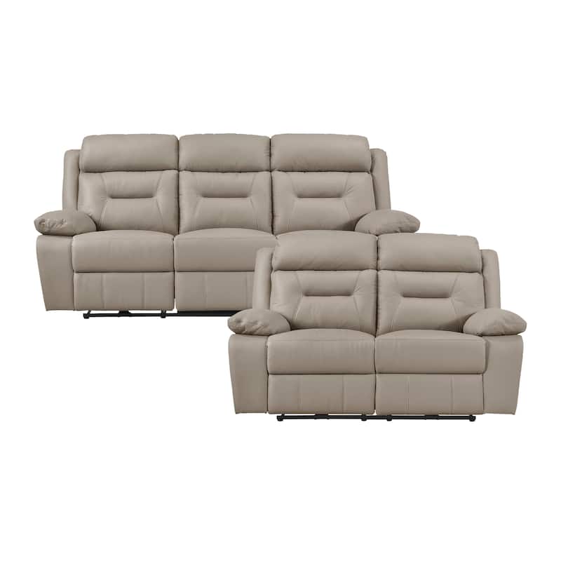 Garrey Leather 2-Piece Power Double Reclining Living Room Sofa Set - Latte
