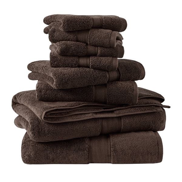 Madison Park Signature 800GSM Ultra-Soft 100% Cotton Absorbent Towel Set - 8-Piece - Brown