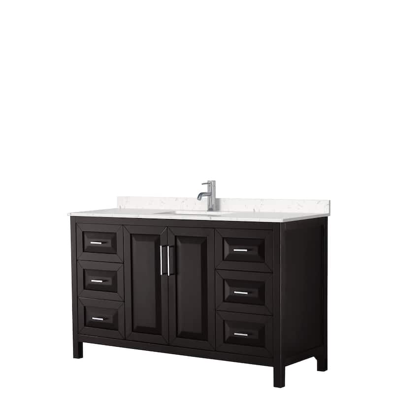 Daria 60 Inch Single Vanity, Cultured Marble Top - Dark Espresso,Chrome Trim,Carrara Cult. Marble Top