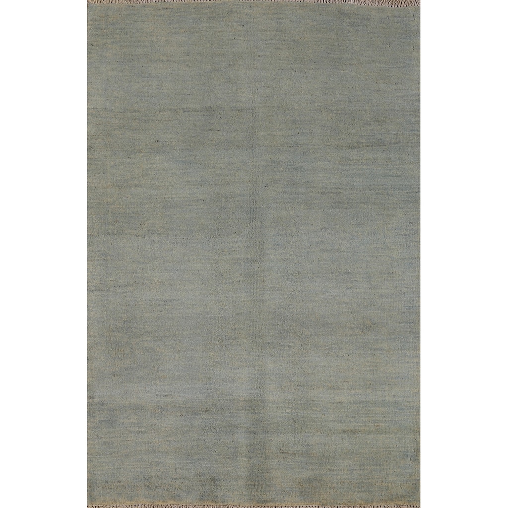 Hand Knotted Oriental 100% Wool Carpet Modern Stripe Greys & Charcoal Gabbeh Area Rug - 3' 10'' X 2' 8''