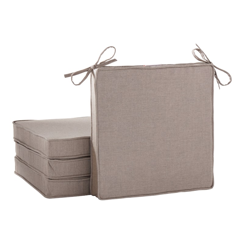 Sunbrella Indoor/ Outdoor 17-inch Square Corded Chair Pad - Cast Shale - Set of 4