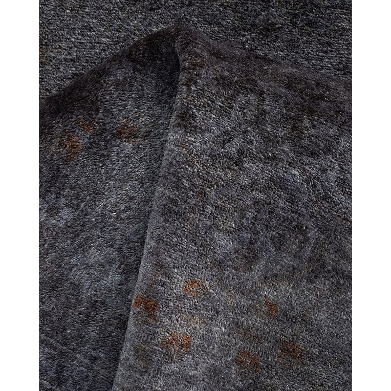 Overton Hand Knotted Wool Vintage Inspired Modern Contemporary Overdyed Gray Area Rug - 3' 1" x 5' 5"