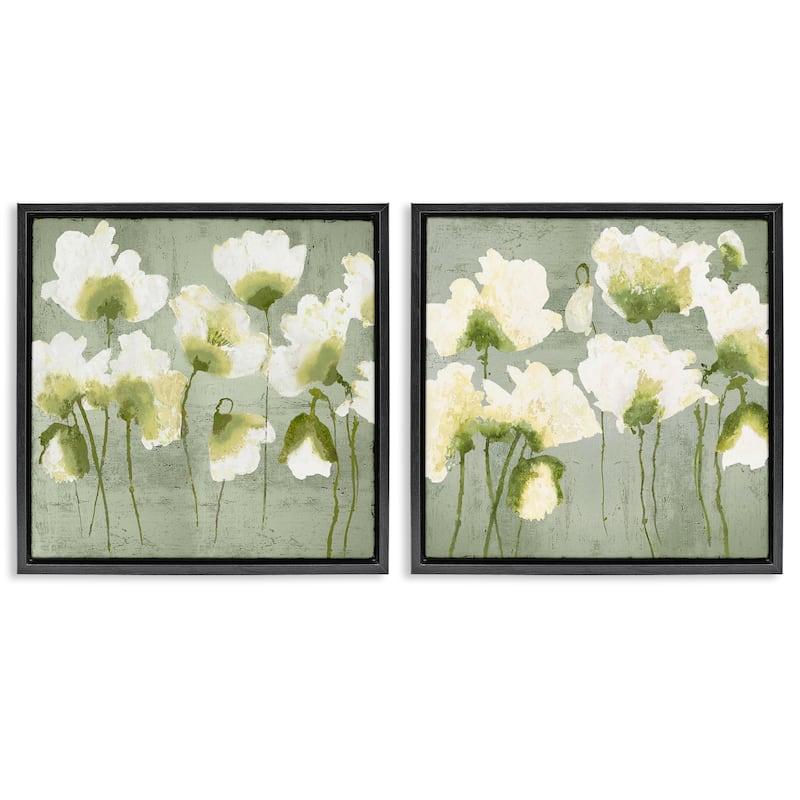 Stupell Charming White Blooms Framed Floater Canvas Wall Art Design By Vanessa Austin (Set of 2) - 25 x 25 - Black