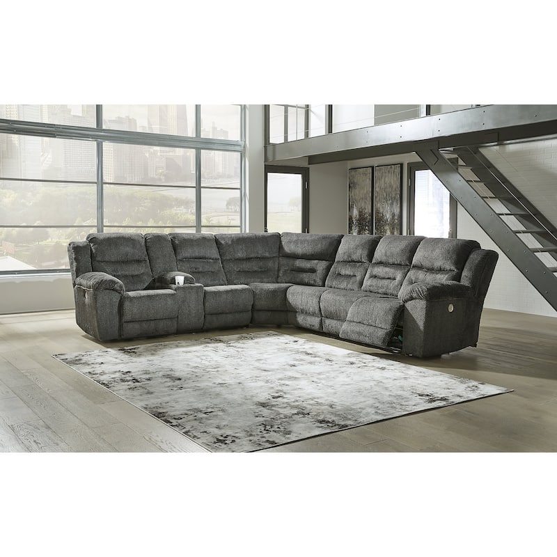 Signature Design by Ashley Nettington Gray 4-Piece Power Reclining Sectional - 132"W x 121.25"D x 42"H