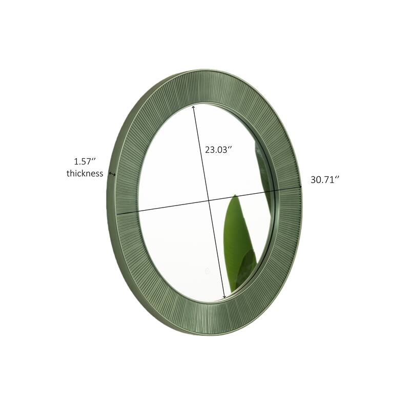 Cyclis Thick Green Frame PU Art Decorative Mirror - Bathroom, Bedroom, Living Room - Green,Silver