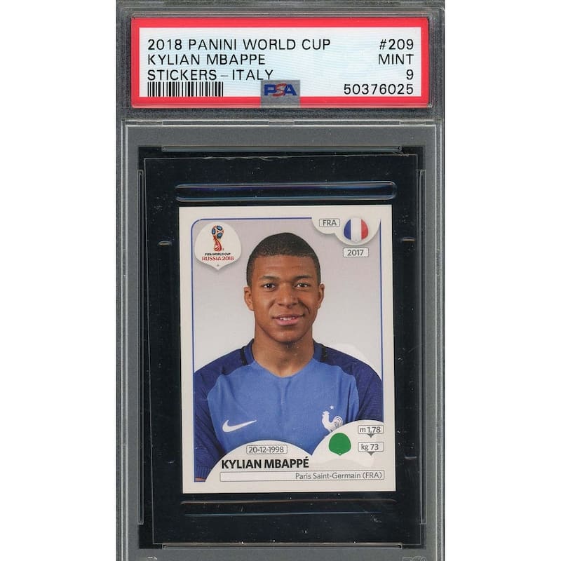 Kylian Mbappe 2018 Panini World Cup Rookie Stickers Italy Card #209 PSA 9 - 8'6" x 11'6"