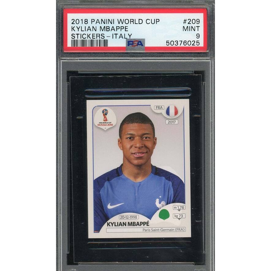 Kylian Mbappe 2018 Panini World Cup Rookie Stickers Italy Card #209 PSA 9 - 8'6" x 11'6"