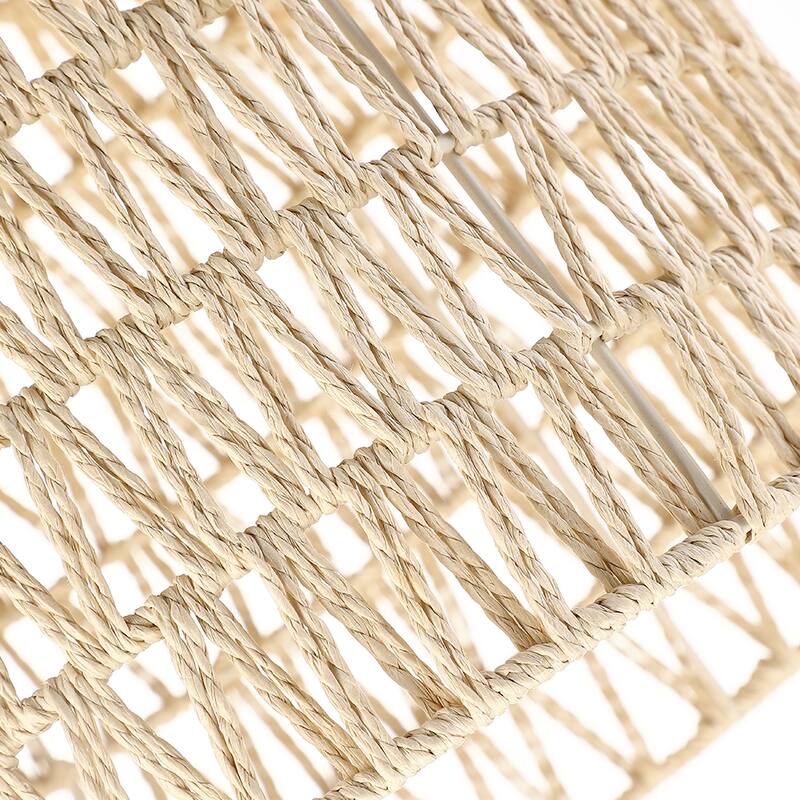 Mabelle 1-Light Gold Bohemian Island Pendant Light with Dome Woven Shade - 12 in. W