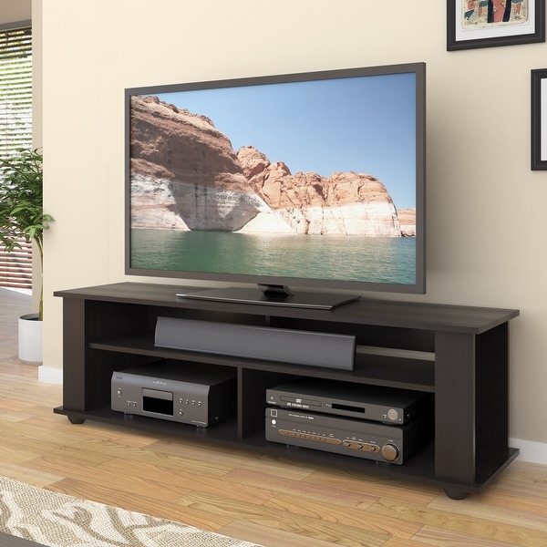 CorLiving Bakersfield Black Wooden TV Stand, for TVs up to 75". Opens flyout.