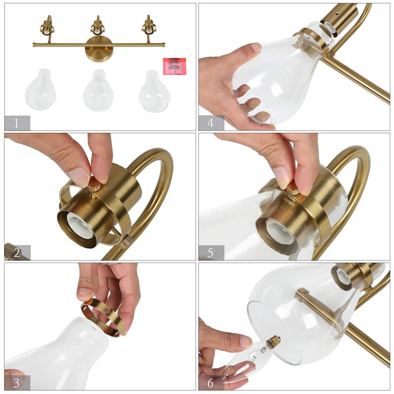 Nalia Modern Bathroom Vanity Light Dimmable Glass Wall Sconces