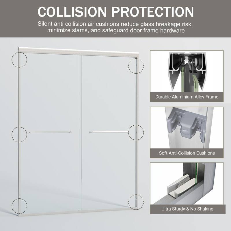 Double Sliding Shower Door, Semi-frameless