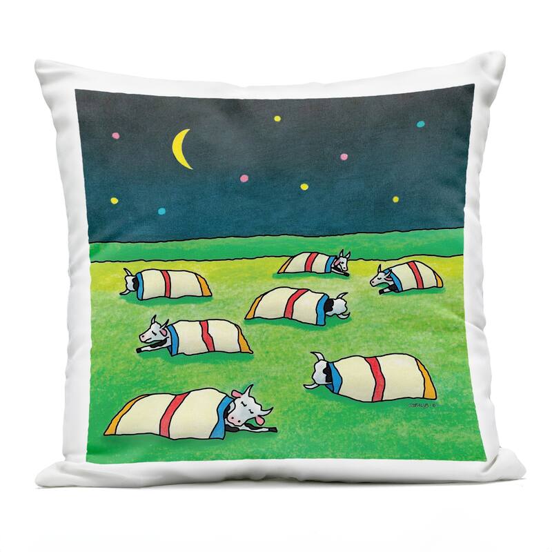 Stupell Pasture Cows Bedtime Printed Outdoor Throw Pillow Design by Roger Straub - Accent - Polyester - Green - Single