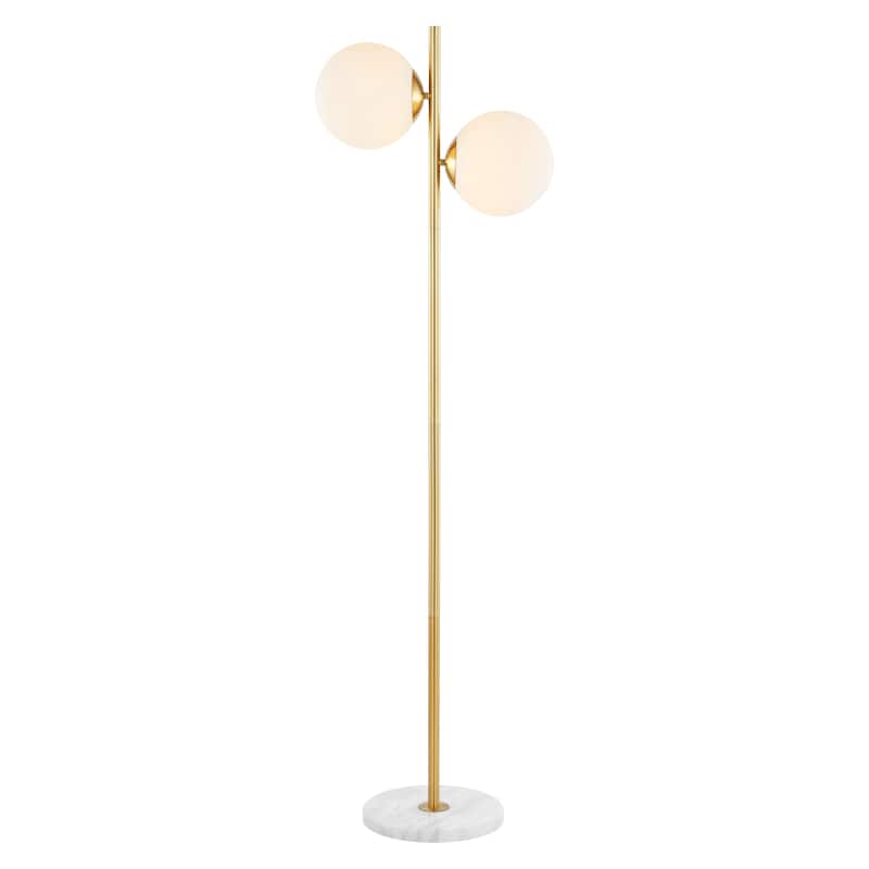 Tyler 60.5" 2-Light Modern Parisian Candlestick Iron LED Floor Lamp, Brass Gold/White by JONATHAN Y - 2 Light - Brass Gold