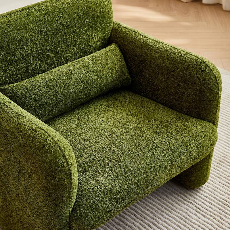 Accent Chair, Curved Back Single Armchair, Plush Upholstered