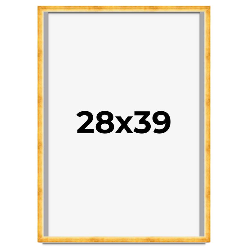 28x39 Shadow Box Frame Gold | 1.625 Inches Deep Real Wood Traditional