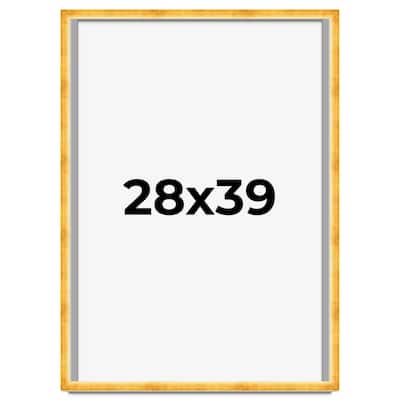 28x39 Shadow Box Frame Gold | 1.625 Inches Deep Real Wood Traditional