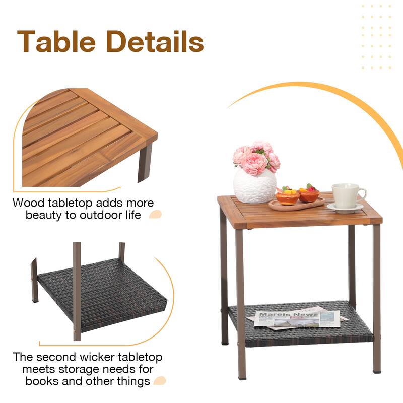 3 Pieces Outdoor Rocker Chair Conversation Set with Coffee Table & Cushions for Balcony Porch Poolside