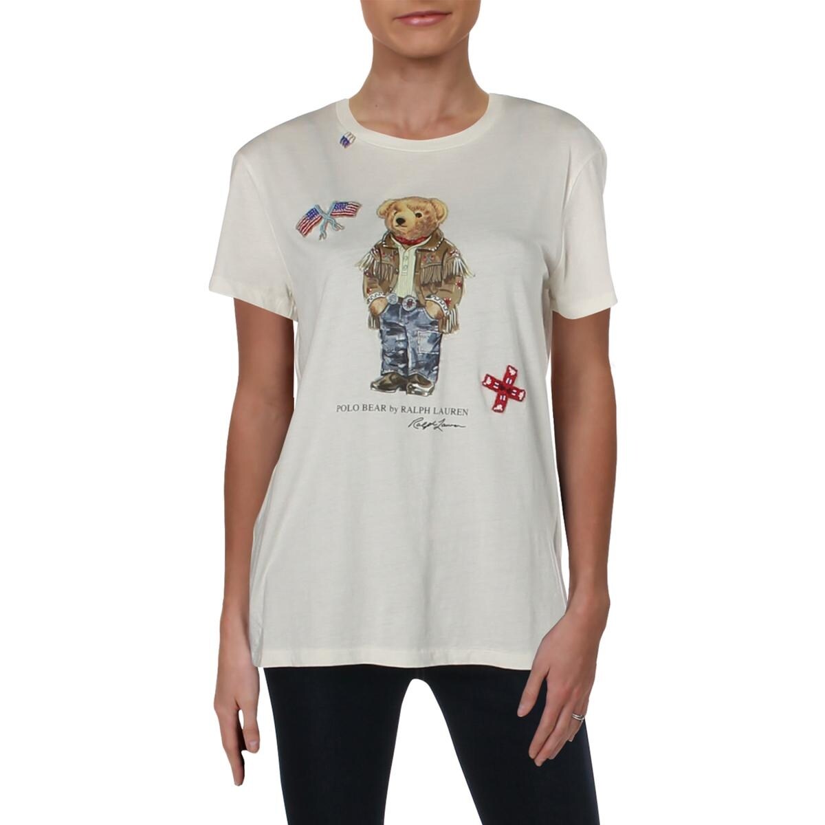 Shop Polo Ralph Lauren Womens T Shirt Graphic Crew Neck S