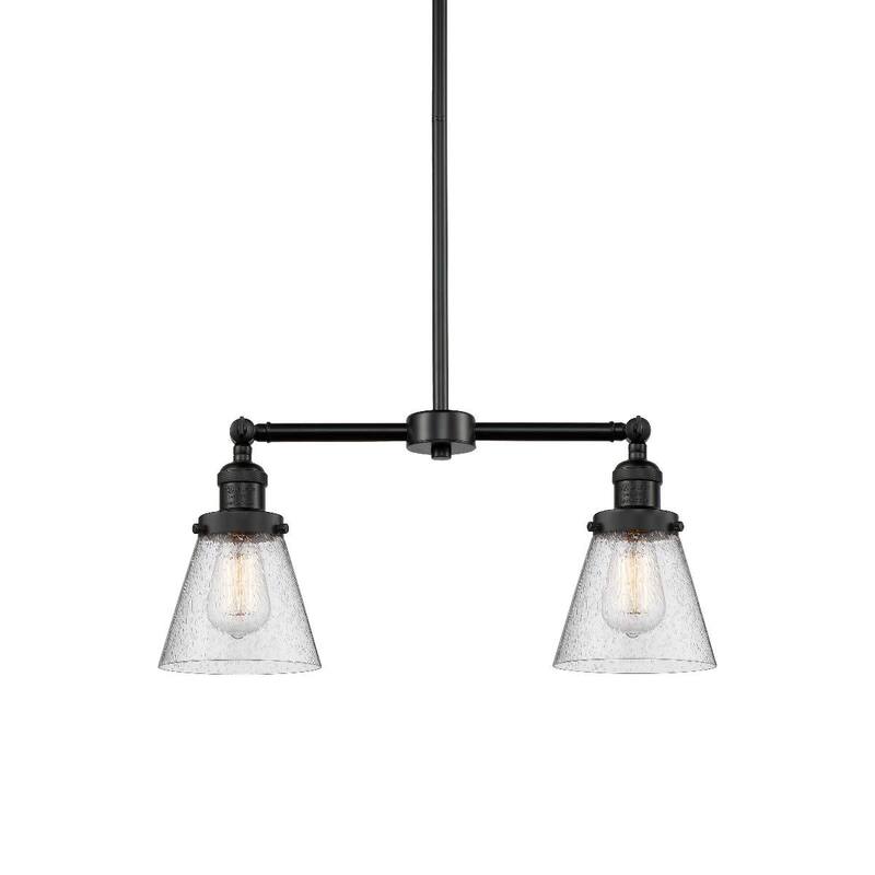 Innovations Lighting Small Cone 2 Light 21" Wide Linear Chandelier - Matte Black / Seedy