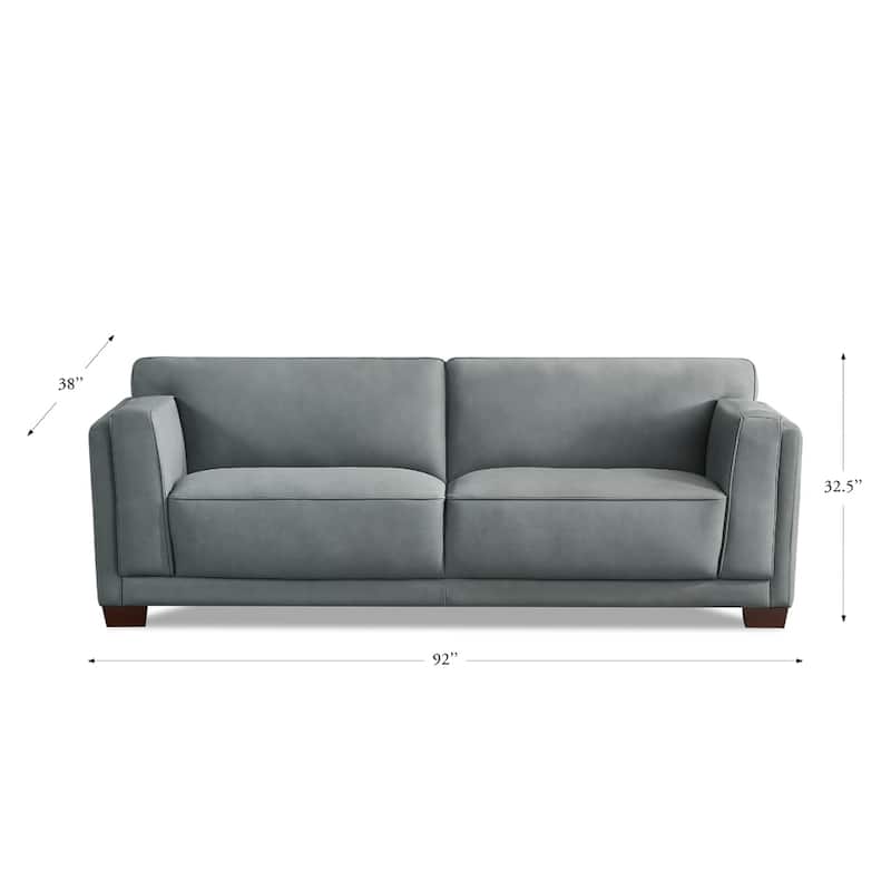Hydeline Marshall Top Grain Leather Sofa Couch with Feather, Memory Foam and Springs