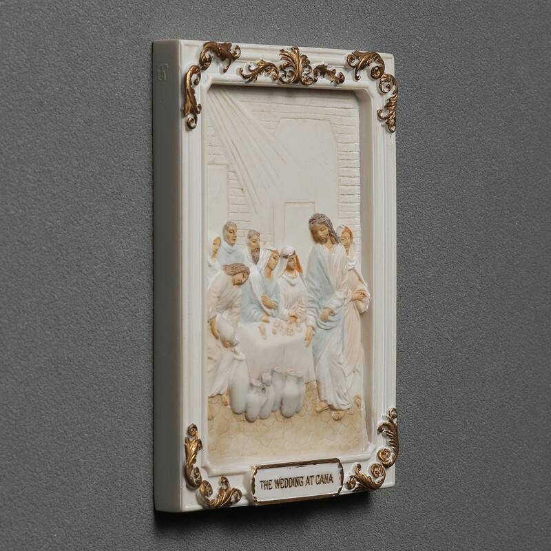 4.1 inches Length Polyresin Luminous Mysteries the Wedding at Cana White and Gold Finish Figurine