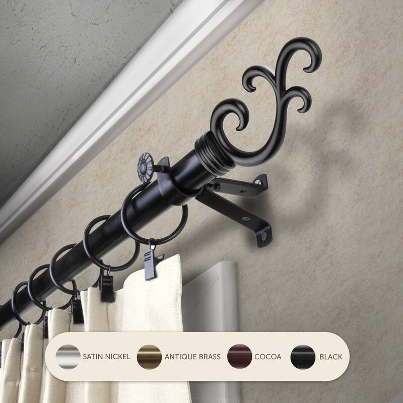 InStyleDesign Sway Adjustable Curtain Rod - 66 to 120 inches - Black