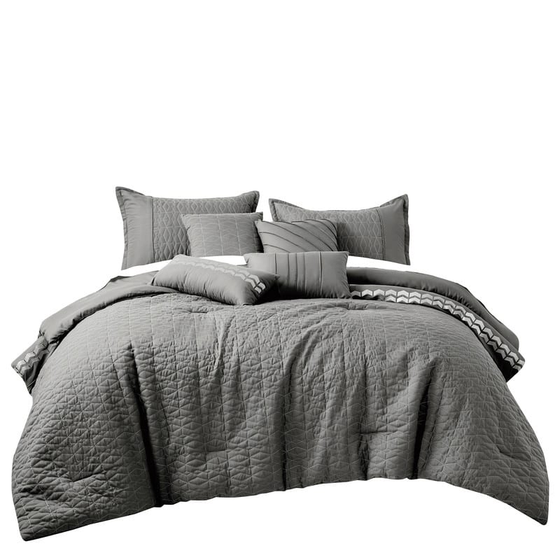 Wellco Bedding Comforter Set Bed In A Bag - 7 Piece - Luxury Oversized Comforters,Queen,King