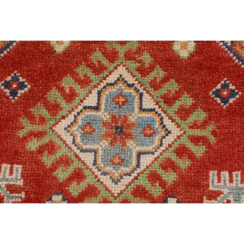 Kazak Accent Rug Hand-Knotted Traditional Orange Wool Carpet - 2'8" x 4'2"