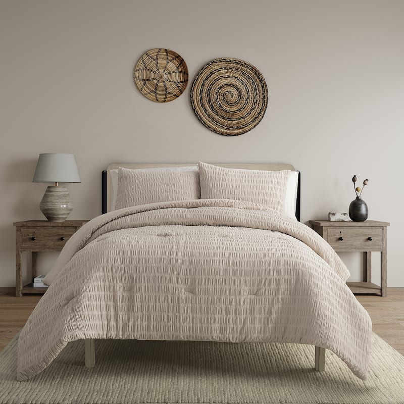 Indigo Road by Egypt Sherrod Noriah Ruched Stripe 3-Piece Comforter Set - Stone - King
