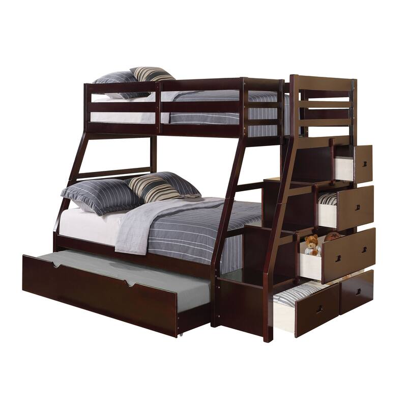 Farley Twin Over Full Bunk Bed with Storage Ladder and Trundle