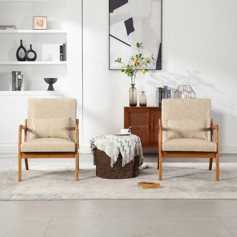 Khaki Modern 23.2" Accent Chair with Pillow