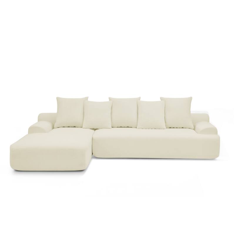 110.25" Velvet L-Shaped Modular Sectional Sofa with Free Combo Design