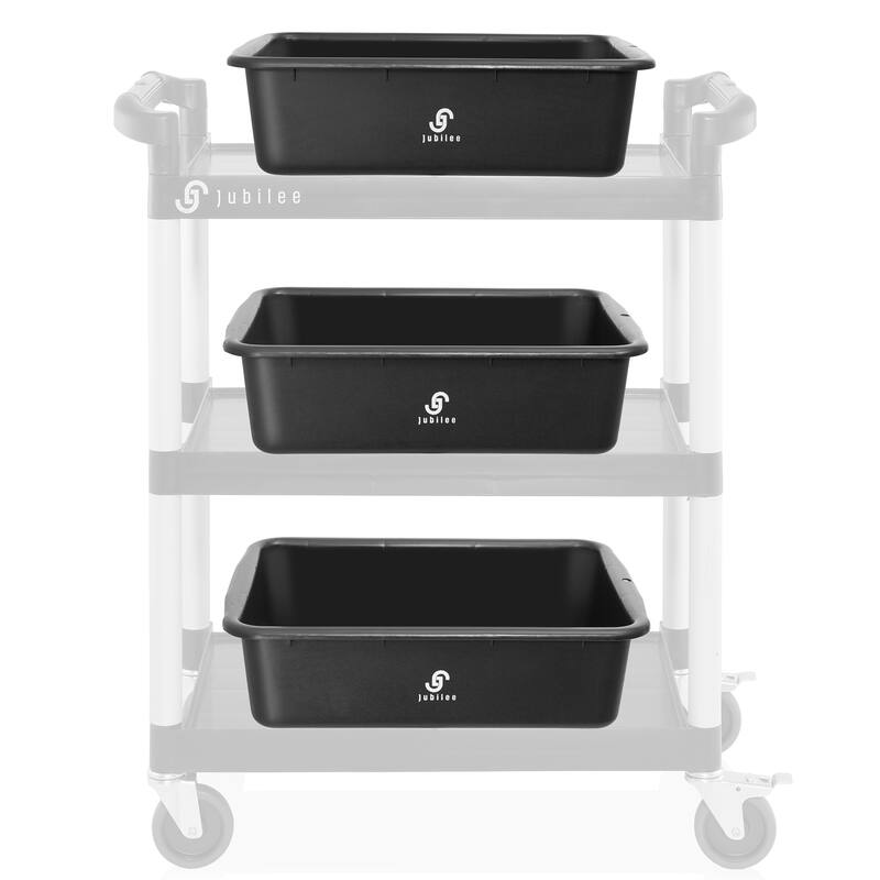 4Pk Commercial Bus Box Utility Tub Plastic Storage Dish Bin 20L - Black - 20 L